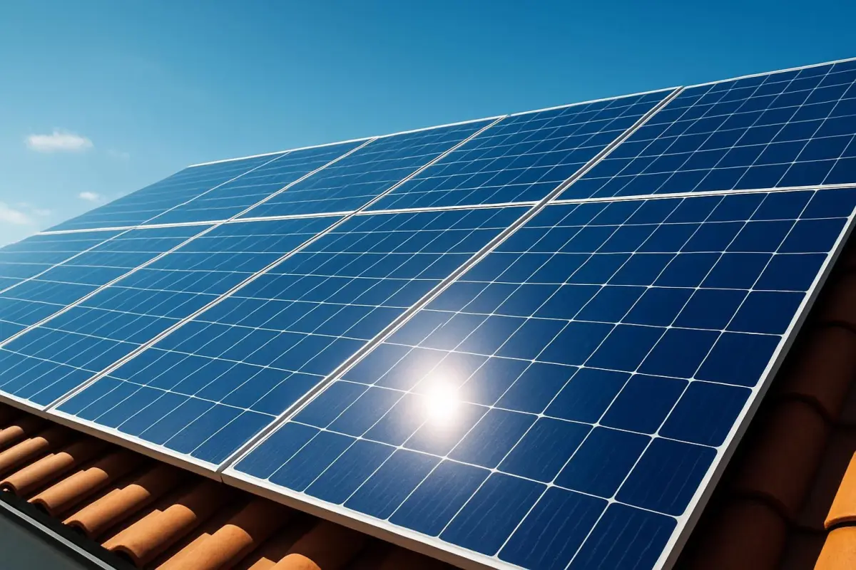 Zonnepanelen op een modern dak
