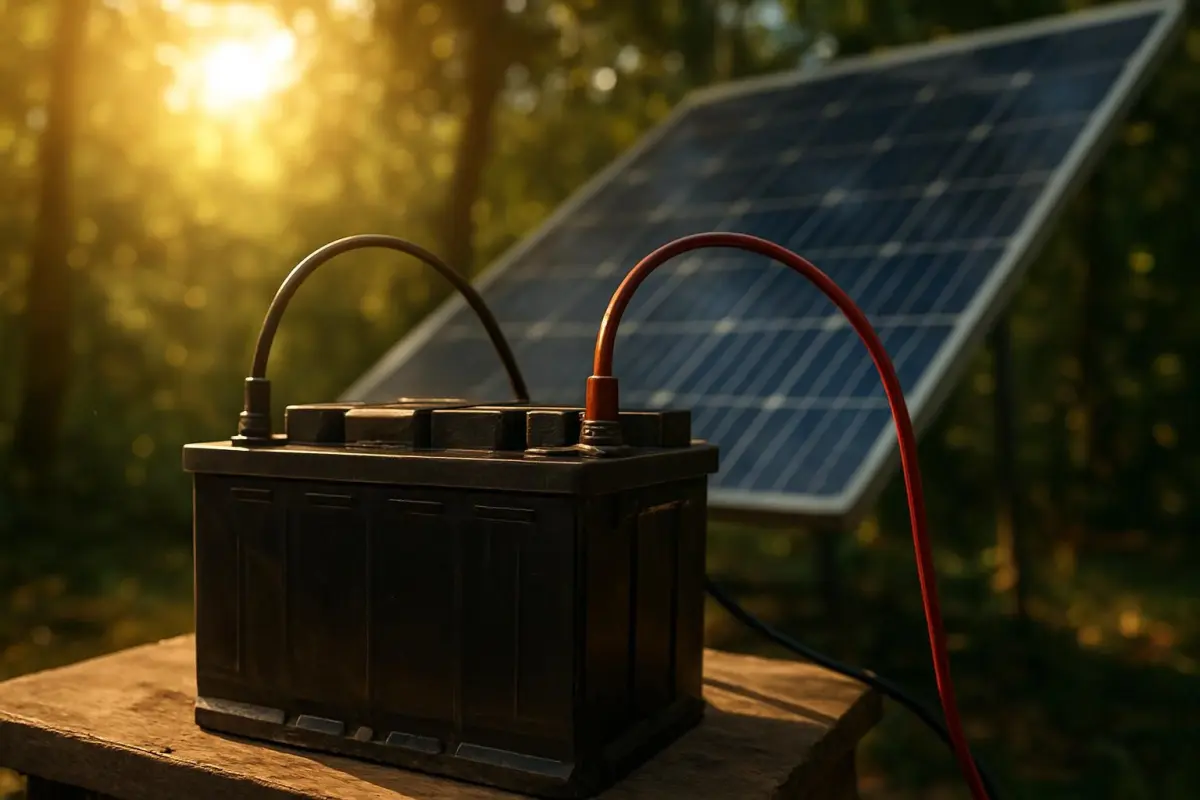 Traditionele loodaccu met zonnepanelen